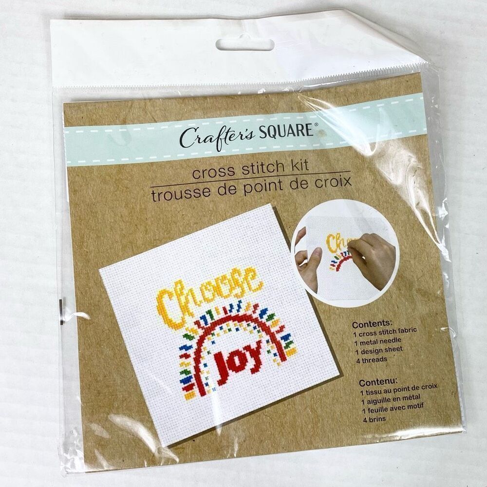 NEW Crafter’s Square Choose Joy Red & Yellow Rainbow DIY Cross Stitch Kit
